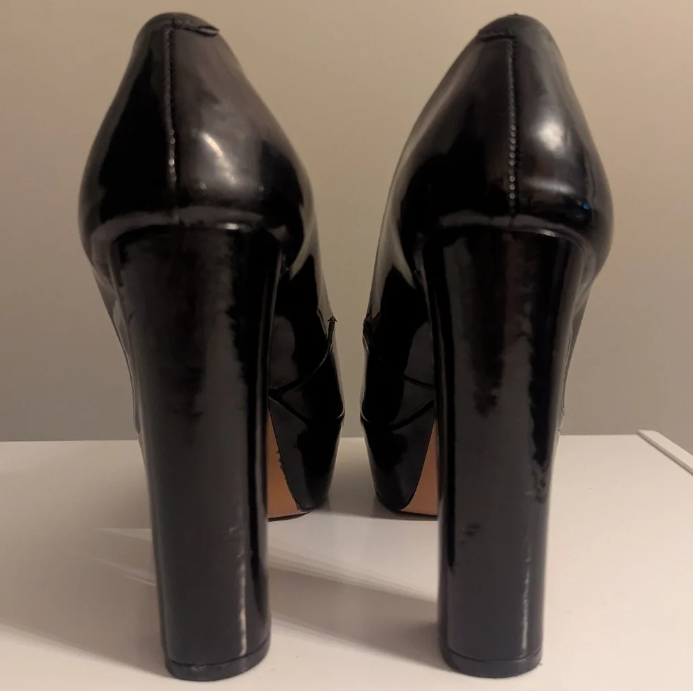 Genuine leather Patent High heel peep toe / vinyl finish shoes size 37 (US 8) - Picture 13 of 17